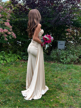 Strapless Beaded Corset Bodice Long Prom Dress with Slit