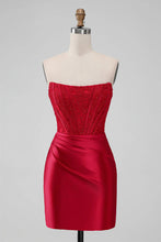 Strapless Bodycon Homecoming Dress Red Short Prom Dress PD505