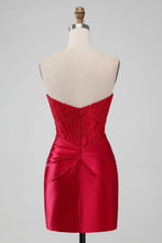 Strapless Bodycon Homecoming Dress Red Short Prom Dress PD505