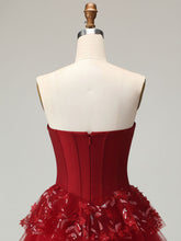 Corset Bodice Tiered Long Prom Dress with 3D Floral Appliqués