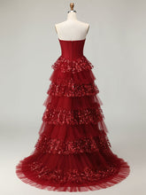 Corset Bodice Tiered Long Prom Dress with 3D Floral Appliqués