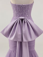 Strapless Mermaid Sequin Corset Ruched Long Prom Dress