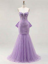 Red Strapless Mermaid Sequin Corset Ruched Long Prom Dress