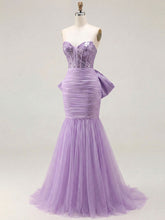 Strapless Mermaid Sequin Corset Ruched Long Prom Dress