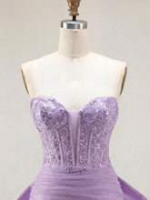 Strapless Mermaid Sequin Corset Ruched Long Prom Dress