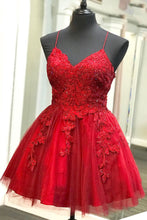 Lace Appliqued Red Short Homecoming Dress SYH22