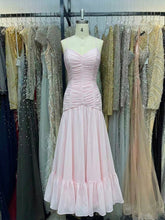 Sweet Blush Pink A Line Ruched Drop-Waist Prom Dress