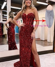 Strapless Corset Prom Dress with Slit SYP174