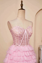 Sweetheart Neck Layered Strapless Pink Homecoming Dress PD514