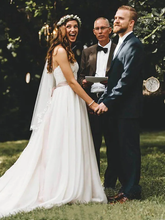 Wedding Dresses Spaghetti Strap Court Train Lace Tulle Sleeveless Country Romantic Beach with Sashes  Ribbons Pleats Appliques