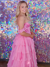 Teal Blue Tiered Ruffle Prom Dress with Crystal Basque Waist Corset