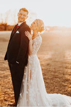 Tulle A-Line Long Sleeves Lace Appliqued Wedding Dresses, Bridal Gowns, MW605