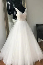 A-line Tulle Floor-lentgh Wedding Dresses Bridal Gown With Beading