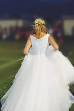 A-line Tulle Floor-lentgh Wedding Dresses Bridal Gown With Beading