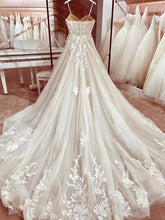 A-line Sweetheart Spaghetti Straps Tulle Wedding Dress With Appliques