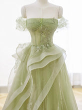 Tulle Lace Long Prom Dress with Corset Formal Party Dress