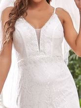 Wedding Dresses V Neck  Lace Tulle Sleeveless Romantic with Lace