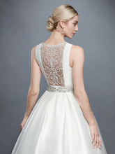 Ball Gown Wedding Dresses Bateau Neck Court Train Lace Satin Regular Straps Formal Backless with Lace Sash Ribbon Beading