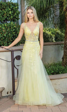 V Neck Prom Ball Gown with Sheer Bodice SYP71