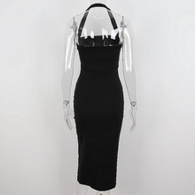 Women's Black Halter Prom Dress With Slit Sexy Black Sleeveless Evening Dress Y1161