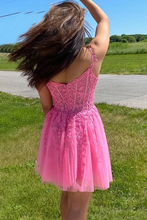 Hot Pink Lace Homecoming Dress Hot Pink Formal Graduation Dress Y2891