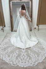 Vintage Satin Lace Ball Gown Deep V Neck Wedding Dresses, Bridal Gown, MW593