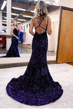Maddison |Sparkly Blue Mermaid Sequins Long Backless Prom Dress