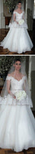 White Tulle Beaded Off Shoulder A-line Lace Wedding Dresses Bridal Dress, MW254