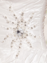 Ball Gown Wedding Dresses Strapless Floor Length Taffeta Sleeveless with Beading Cascading Ruffle Criss-Cross