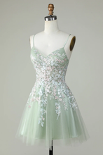 Dusty Sage Spaghetti Straps Homecoming Dress With Criss Cross Back Y2925