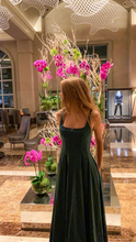 A-line Square Neckline Green Evening Dress Modest Formal Gown  Y692