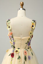 Champagne A Line Spaghetti Straps Short Homecoming Dress with Appliques