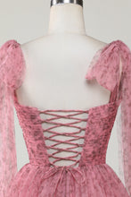 Blush A-Line PrintedShort Tulle Homecoming Dress