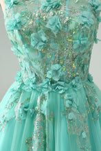 Cute Green A Line Spaghetti Straps Corset Short Homecoming Dress with Appliques