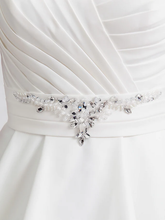 Princess A-Line Wedding Dresses Sweetheart Neckline  Satin Sleeveless with Sash  Ribbon Ruched Beading