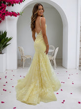 Yellow Floral Beaded Sweetheart Corset Prom Dress with Slit