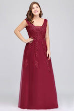 A-Line Bateau Long Plus size Sleeveless Evening Dresses with Appliques