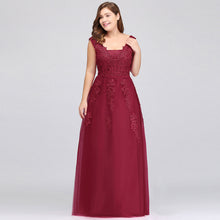 A-Line Bateau Long Plus size Sleeveless Evening Dresses with Appliques