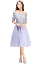 A-line Bateau Tulle Prom Dress with Appliques