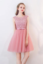 A-Line Cap Sleeves Appliques Bowknot Crystal Sashes Homecoming Dress PG154