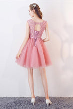 A-Line Cap Sleeves Appliques Bowknot Crystal Sashes Homecoming Dress PG154
