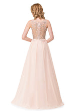 A-line Chiffon Sequins Crew Sweep-length Prom Dresses