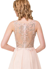 A-line Chiffon Sequins Crew Sweep-length Prom Dresses