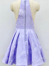 A-Line Crew Above-Knee Lilac Satin Homecoming Dress with Pockets  PD271
