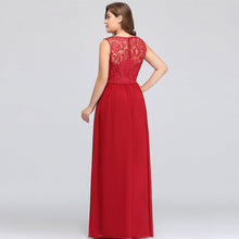 A-Line Crew Floor Length Sleeveless Plus size Lace Chiffon Evening Dresses