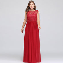 A-Line Crew Floor Length Sleeveless Plus size Lace Chiffon Evening Dresses