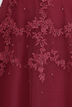 A-Line Crew Floor Length Sleeveless Plus size Tulle Appliqued Evening Dresses with Crystals