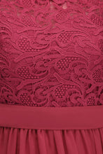 A-Line Crew Long Plus size Sleeveless Lace Chiffon Evening Dresses with Sash