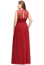A-Line Crew Long Sleeveless Plus size Chiffon Evening Dresses with Ruffles Bow