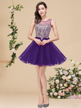 A-line Crew Short Sleeveless Appliques Prom Dresses